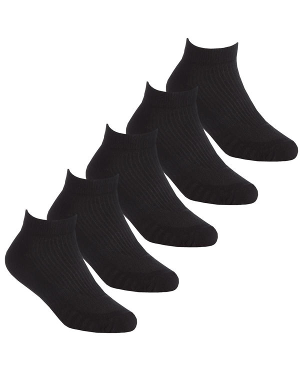 Picture of 42B714-5 PACK ANKLE BLACK SPORT TRAINER LINERS - RED TAG